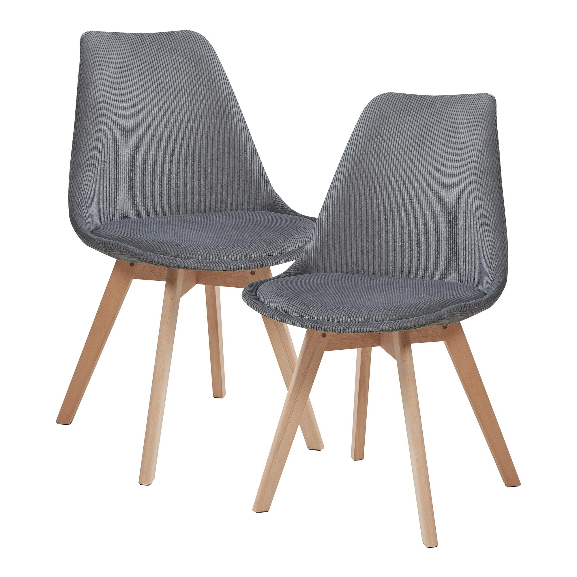ESSZIMMERSTUHL-SET 2 TLG. Fläten - Naturfarben/Grau, Holz/Kunststoff (49/82/54cm) - [en.casa]