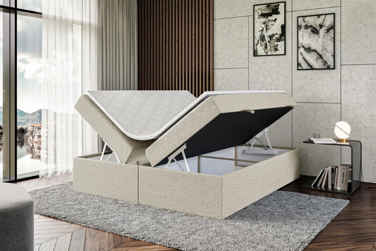 BOXBETT mit H3-Matratze und Lattenrost - MARCE BW - 140x200 Beige - Beige, Holzwerkstoff (140/200cm) - ALTDECOR