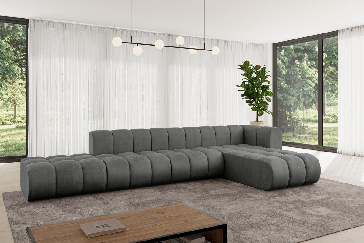 ECKSOFA modulares Sofa Zuvon-L2 - 387x177x70 cm Dunkelgrau - Dunkelgrau, Holzwerkstoff/Textil (387/177cm) - ALTDECOR