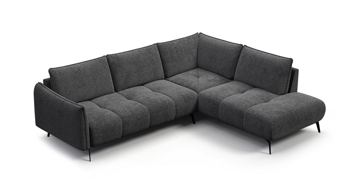 ECKSOFA AERA 5-Sitzer rechts, dunkelgrau - Dunkelgrau/Schwarz, Holz/Textil (268/206cm) - Wozimo