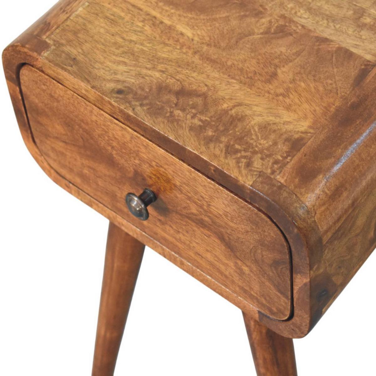 NACHTTISCH Massivholz Avora Mini Kastanienbraun, 1 Schublade, Dunkelbraun - Dunkelbraun/Messingfarben, Mangoholz/Holz (30/49/30cm) - Artisan Furniture