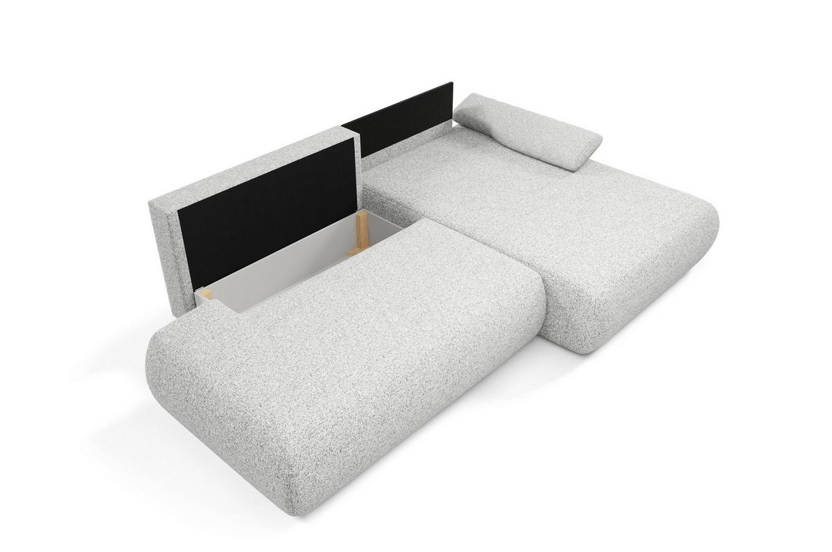 ECKSOFA DELTA R-S Hellgrau Geflochtener Stoff mit Schlaffunktion - Hellgrau, Holz (286/173.5cm) - MASSENO