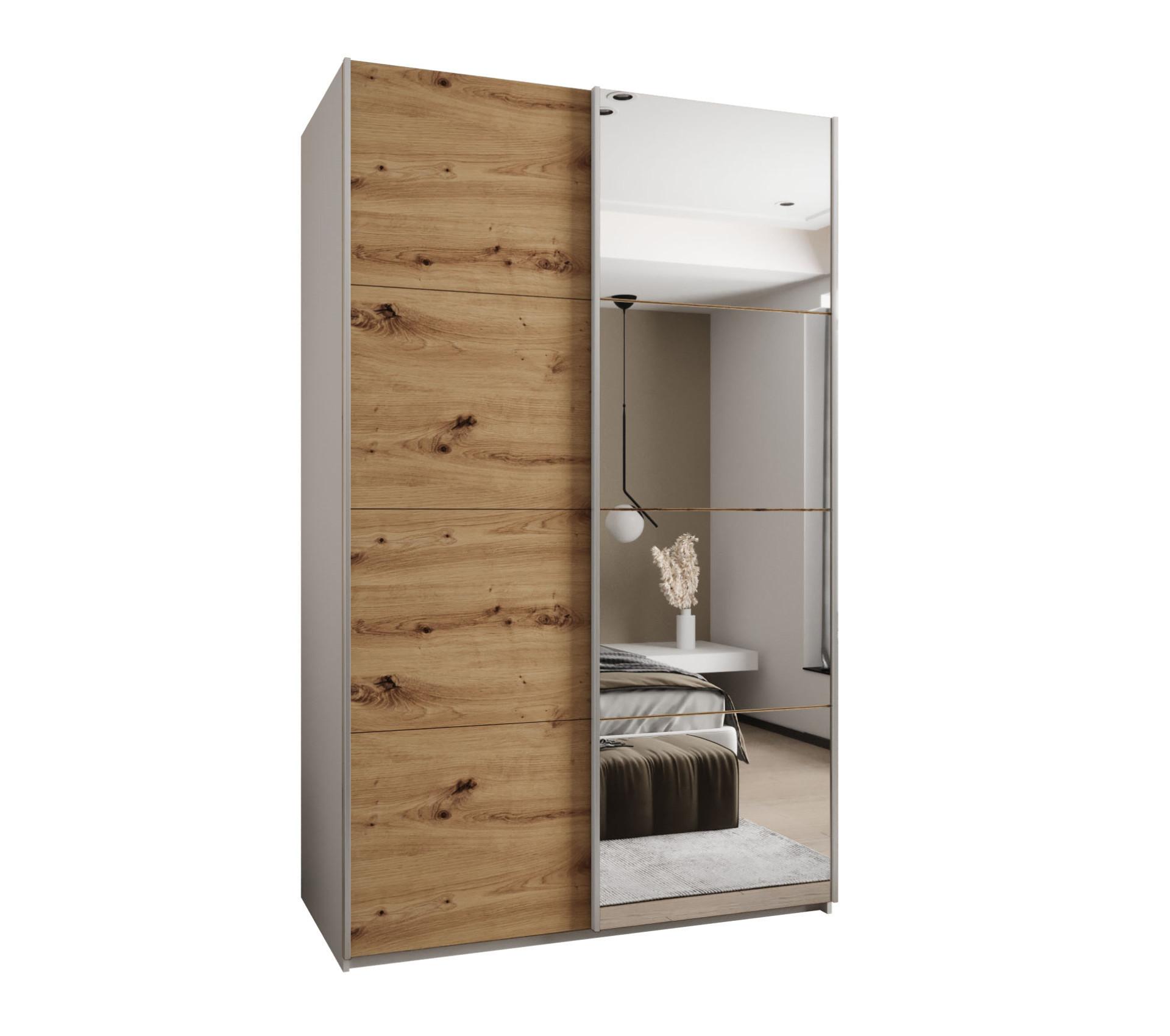 SCHWEBETÜRENSCHRANK 245,5/150/64 2-türig - Silberfarben/Eiche Artisan, Holz/Metall (150/245/64cm) - Abiks Möbel