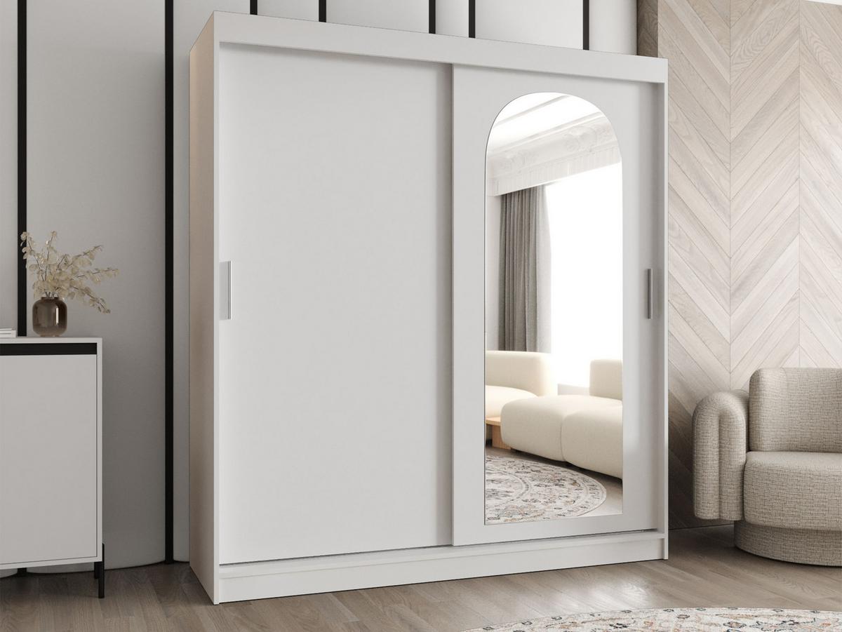 SCHWEBETÜRENSCHRANK Selfie 180 cm - Silberfarben/Weiß, Holzwerkstoff/Kunststoff (180/200/62cm) - MIRJAN24