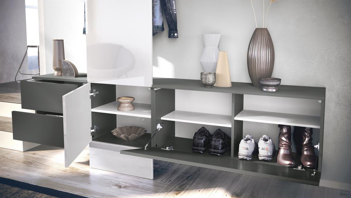 GARDEROBE Carlton Dual Beton Oxid Optik - Hellgrau, Holzwerkstoff (208/193/35cm) - Vladon