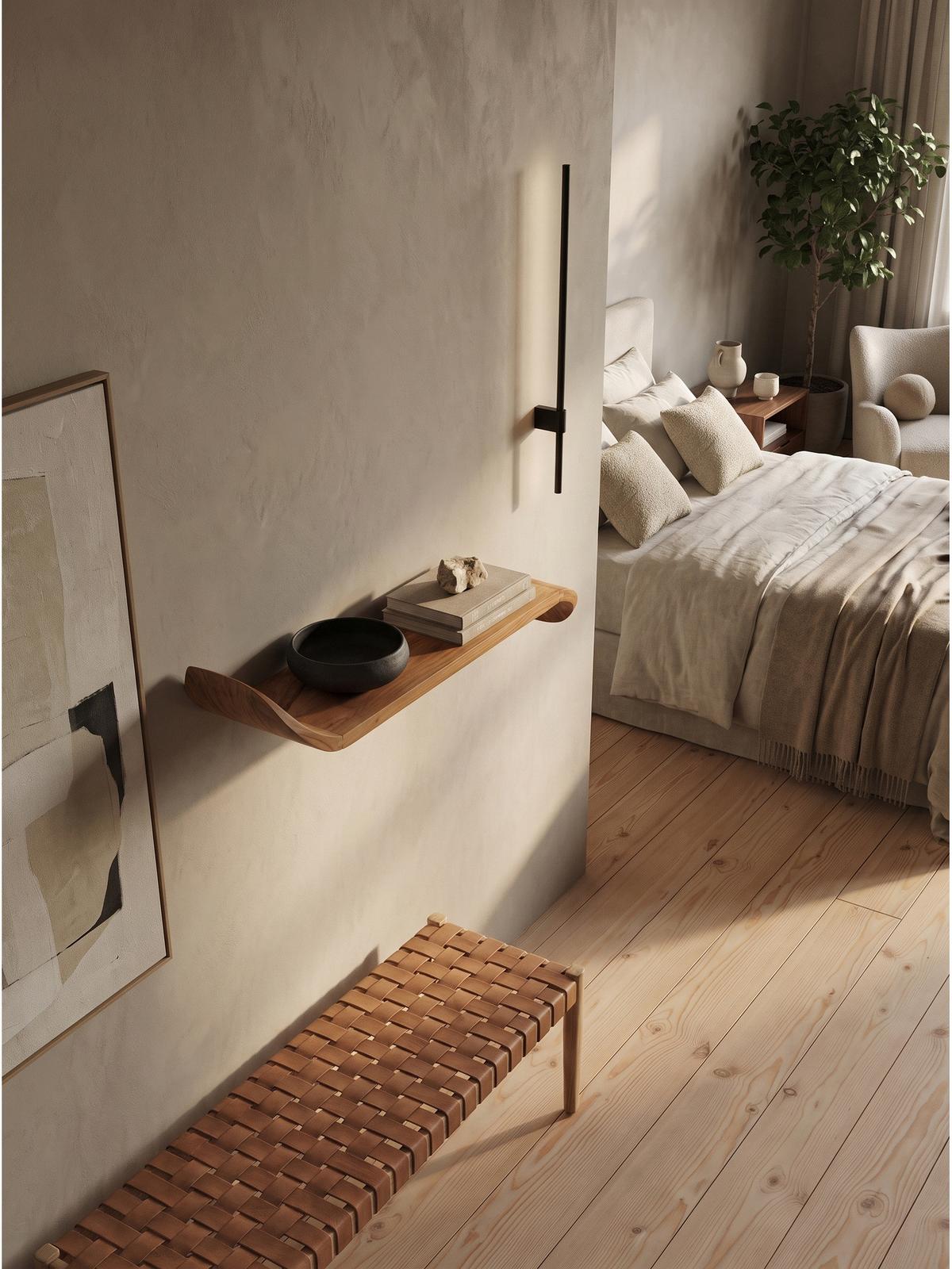 WANDREGAL ARBOGA, Mango Massivholz, handgefertigt, 100 x 20 x 36 cm - Braun, Holz (100/36/20cm) - KADIMA DESIGN