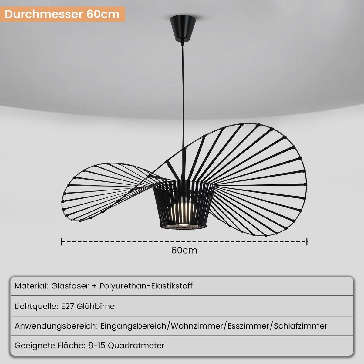 HÄNGELEUCHTE Lichtvar 60.0/60/150 cm - Schwarz, Textil/Metall (60/60/150cm) - ZMH