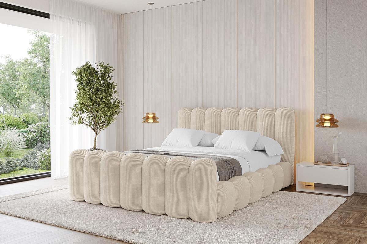 POLSTERBETT mit Bettkasten, Fußteil und Lattenrost, Boxbett ohne Matratze - SENA-Z 140x200 Beige - Creme, Holzwerkstoff/Textil (140/200cm) - ALTDECOR
