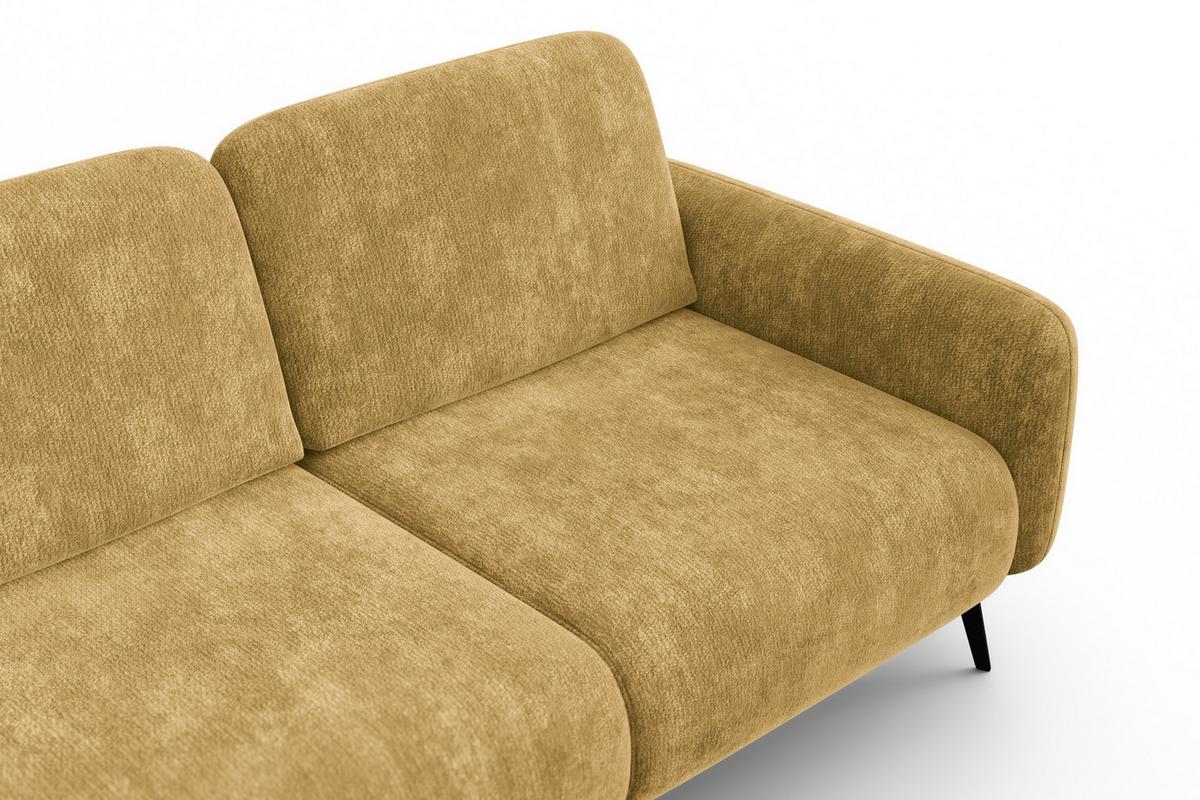 ECKSOFA FEBE 4-Sitzer LINKS, safranfarbener Chenille-Stoff - Gelb/Schwarz, Holz/Textil (264/157cm) - Wozimo