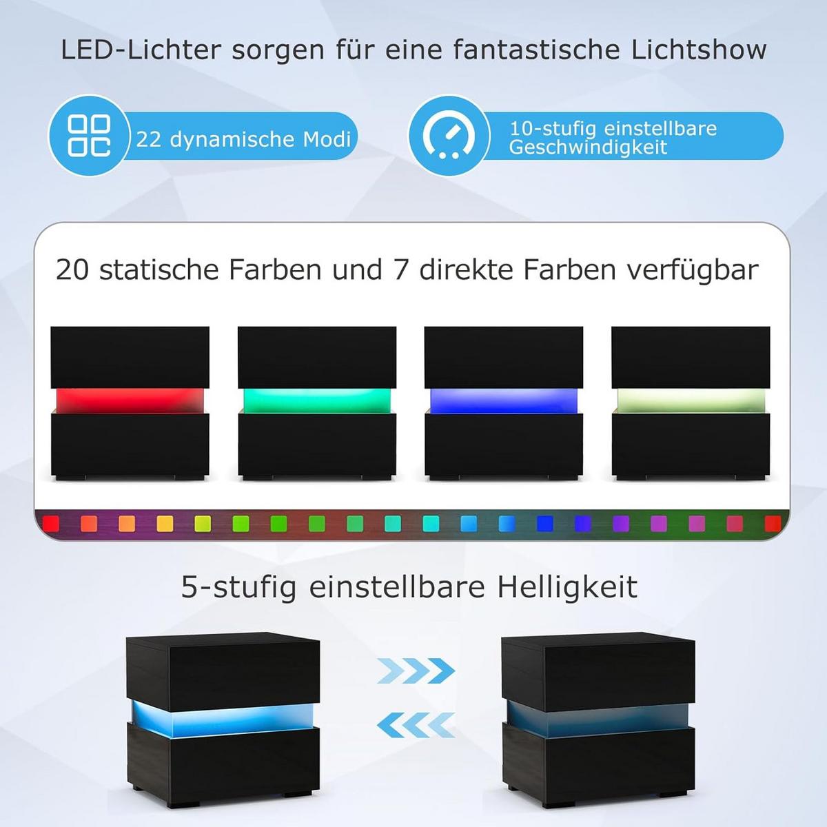 NACHTSCHRANK 45cm Schwarz - Schwarz, Holz (35/45/45cm) - COSTWAY