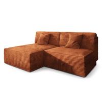 ECKSOFA FIORO Braun Kordstoff mit Schlaffunktion - Braun, Holz (204/148cm) - MASSENO