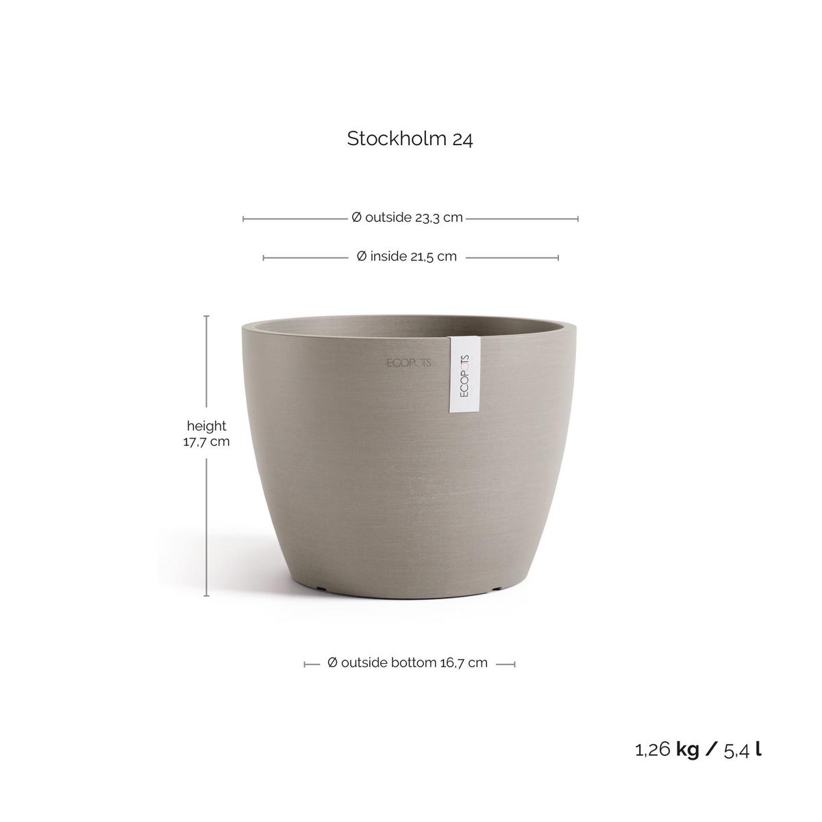 BLUMENTOPF Stockholm 23,3/17,7 cm Taupe - Taupe, Kunststoff (23.3/17.7cm) - Ecopots