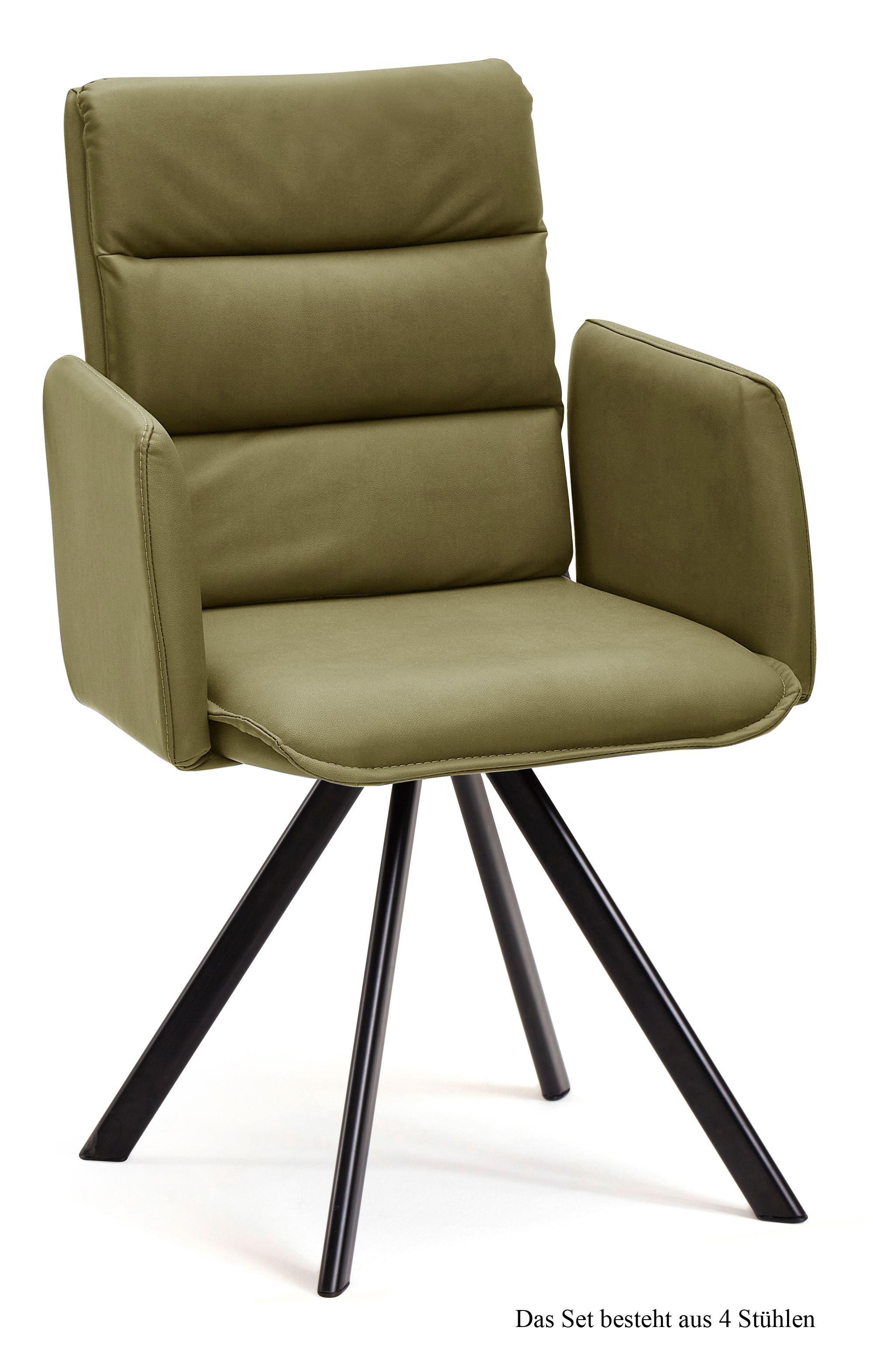 ARMLEHNSTUHL drehbar (4er-Set) Devin 52x92x60 Schwarz/Olivgrün - Schwarz/Olivgrün, Kunststoff (60/92/52cm) - 58aufmkessel