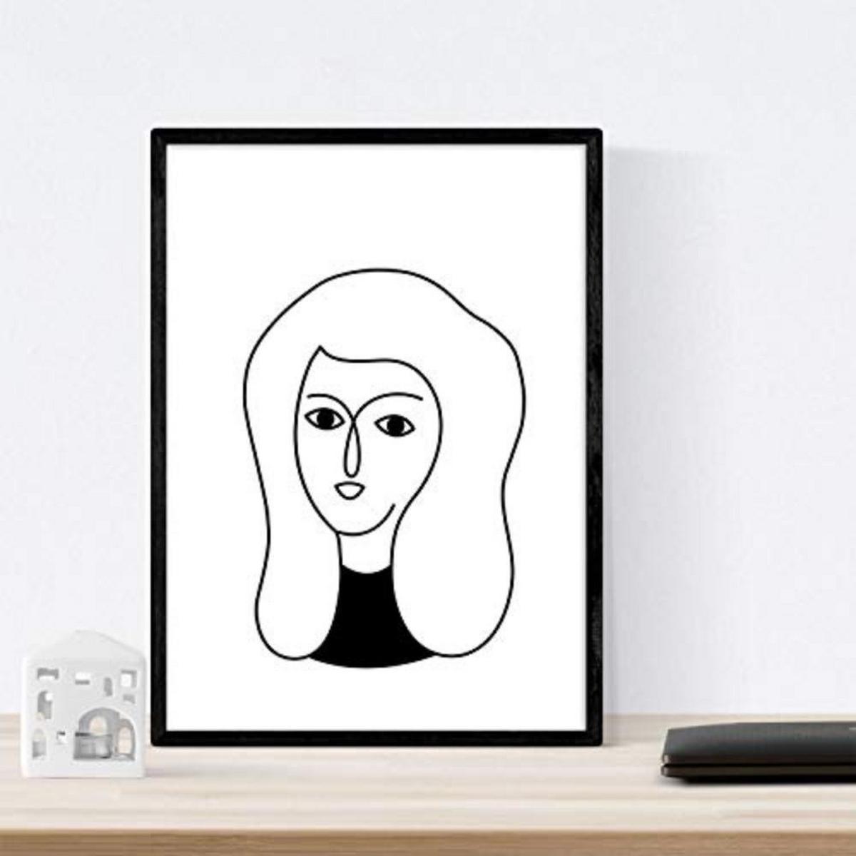 POSTER Set mit 4 „Vier Frauen in Weiß“ Zeichnungen A3 Rahmenlos - Klar, Papier (29.7/3cm) - Nacnic