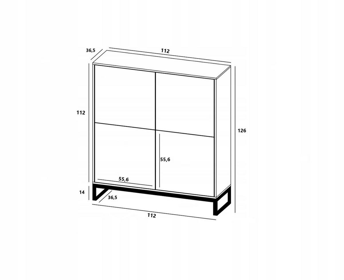 KOMMODE Elpis 4D Kaschmir Matt mit metallrahmen Glamour 112 cm - Kaschmir, Holzwerkstoff (112/126/36.5cm) - Meble Lindner