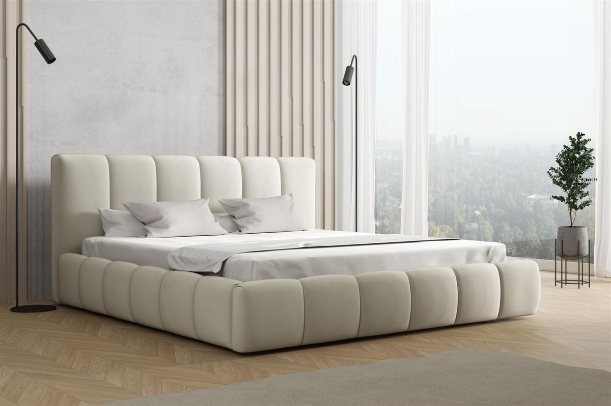 POLSTERBETT Giulia Magic Velvet - Beige, Holzwerkstoff/Textil (140/200cm) - Fun Möbel