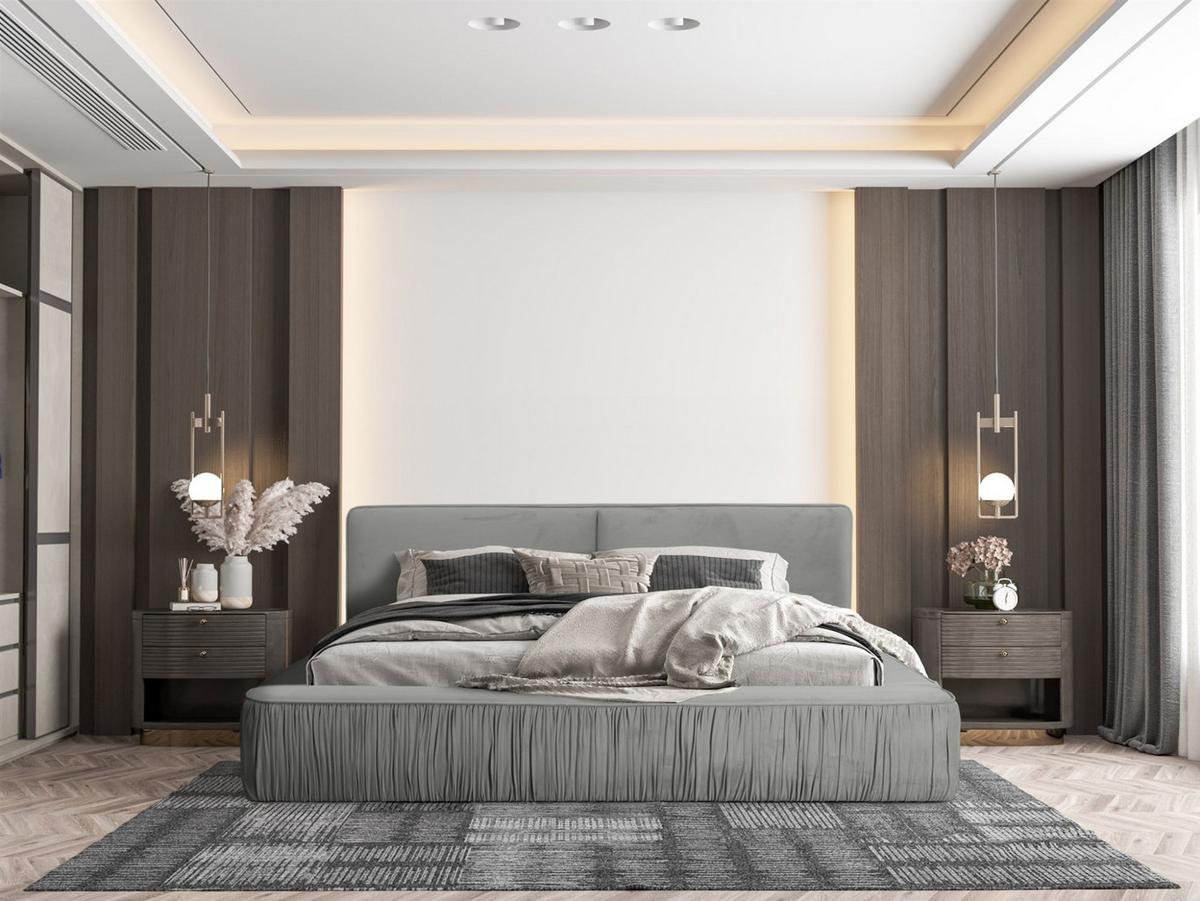 POLSTERBETT Lexie In Riviera Komplett - Grau, Holzwerkstoff/Textil (160/200cm) - Fun Möbel
