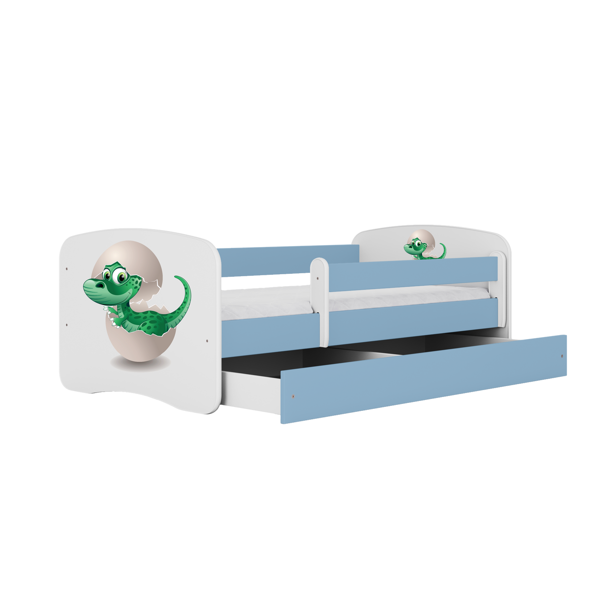 KINDERBETT Kleindino mit Schublade 160/80 90/61/164 - Blau, Holzwerkstoff (80/160cm) - RAUMHIRSCH FURNITURE