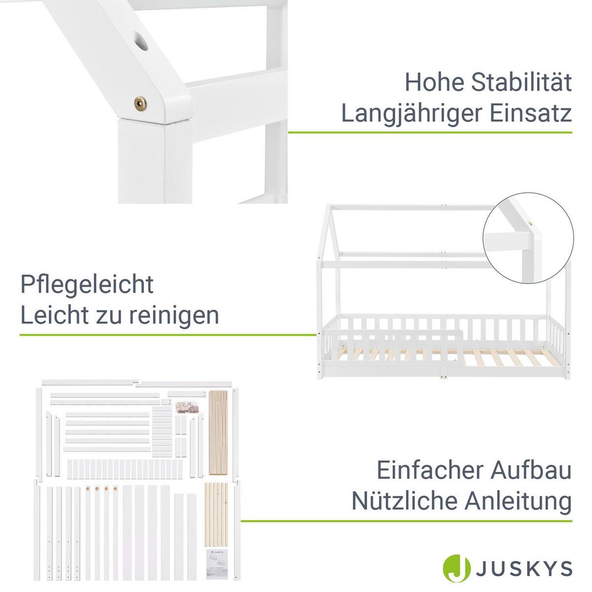 KINDERBETT Marli mit Matratze weiß 90x200 cm - Weiß, Holz (90/200cm) - Juskys