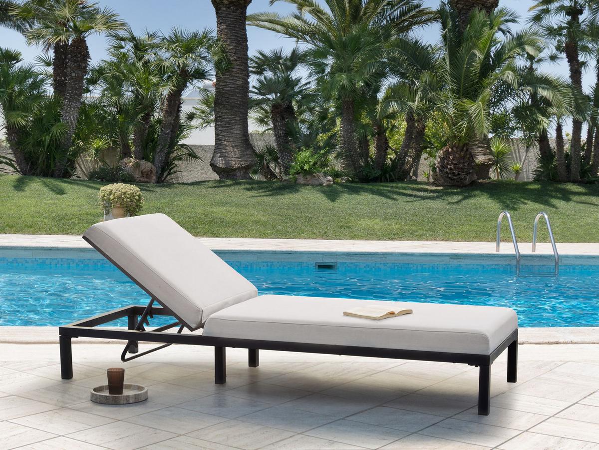SONNENLIEGE mit Kissen Hellbeige Lariano - Beige, Metall (72/37/204cm)