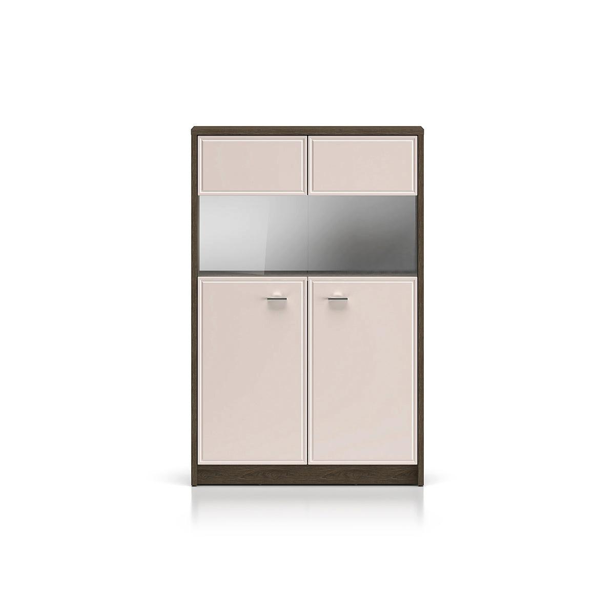 GESCHIRRSCHRANK Kaius Kaschmir und Dunkles Holz - Beige, Holzwerkstoff (91.6/140.5/40cm) - Petits-meubles