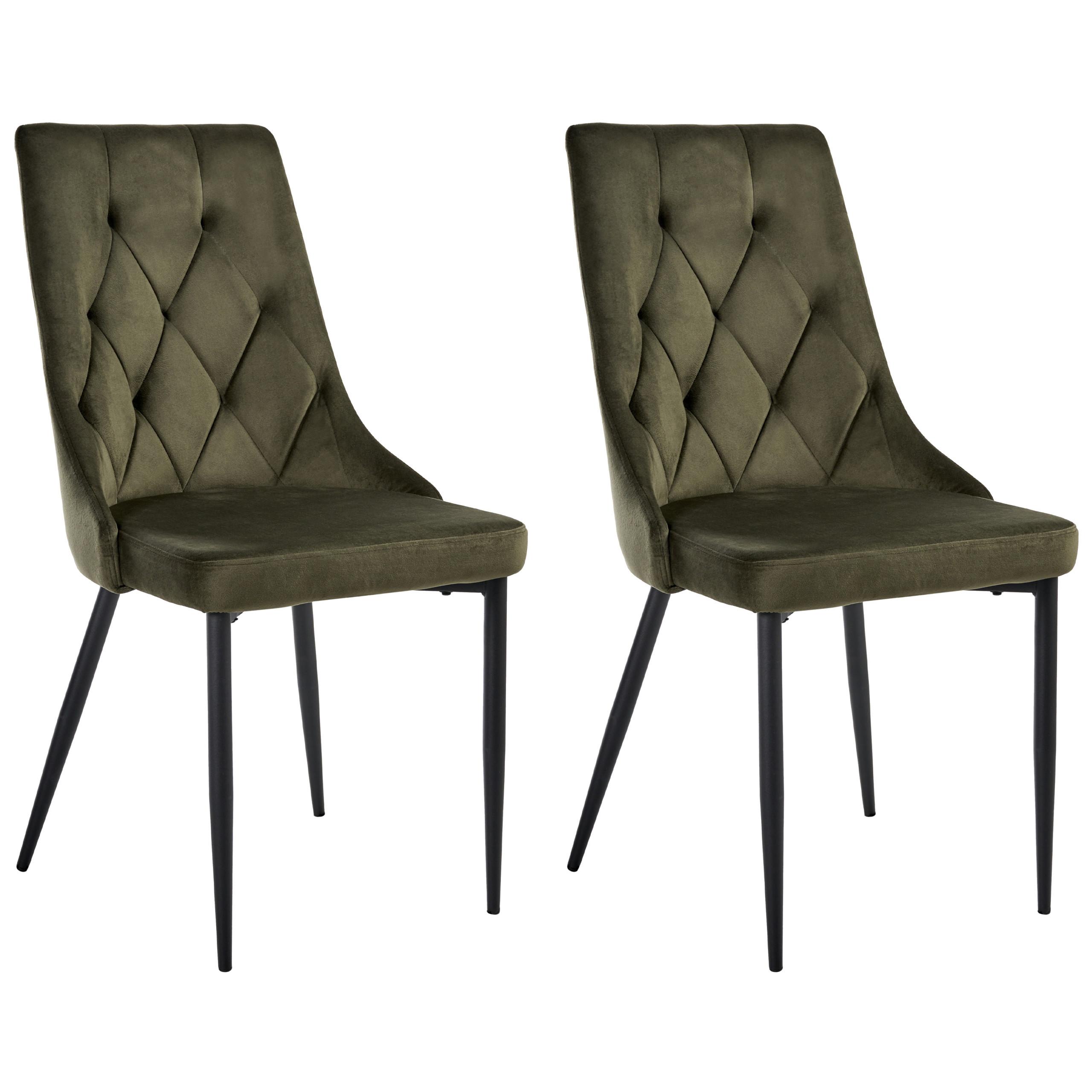 ESSZIMMERSTUHL 2er-Set Olivgrün Avenir - Schwarz/Grün, Textil (49/95/60cm) - Beliani