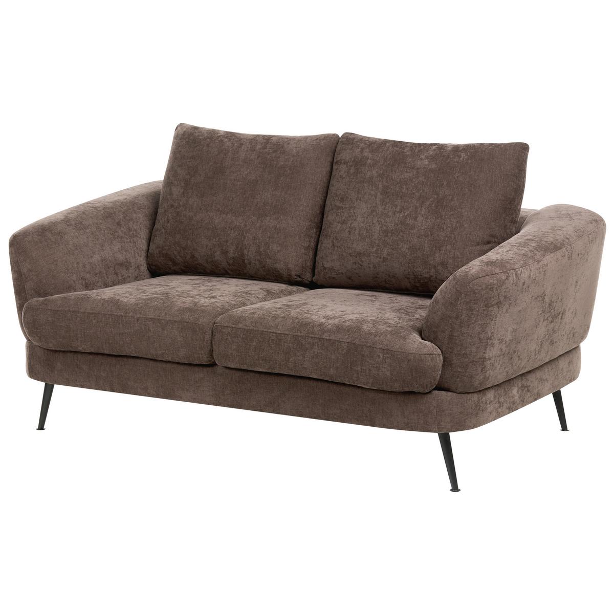 SOFA-SET 3-Sitzer Chenillegewebe Dunkelbraun Kjaer - Schwarz/Braun, Textil (155/100/100cm) - Beliani