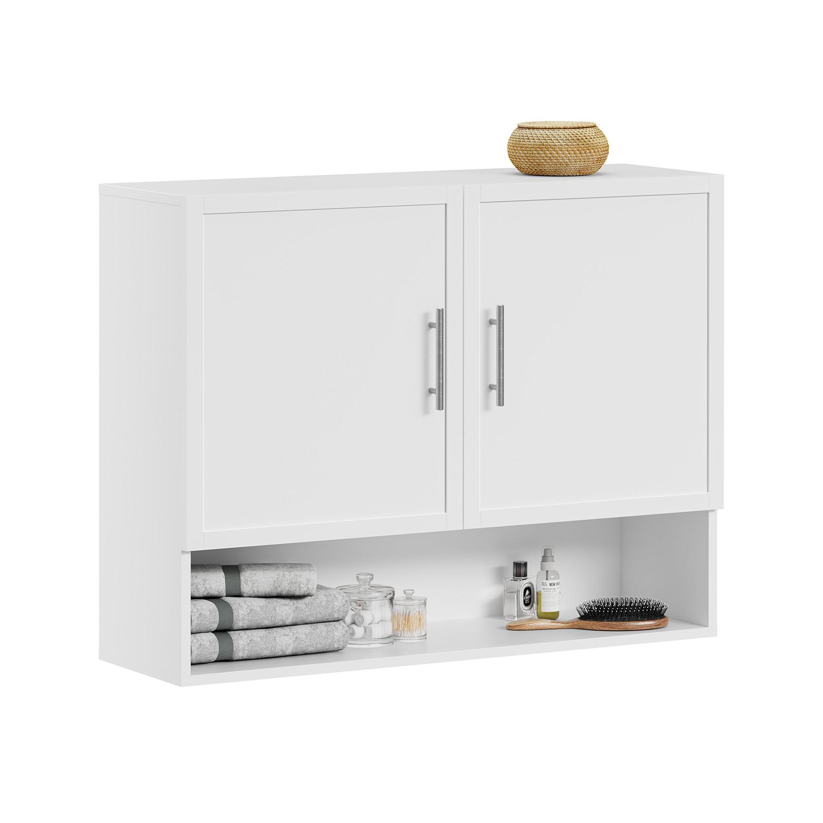 WANDSCHRANK mit offenen Fach und Doppeltüren BZR233-W - Weiß, Holzwerkstoff (90/28.5/70cm) - SoBuy