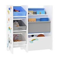 KINDERREGAL Vimianzo - Blau/Weiß, Holzwerkstoff/Textil (65/60/30cm) - [en.casa]