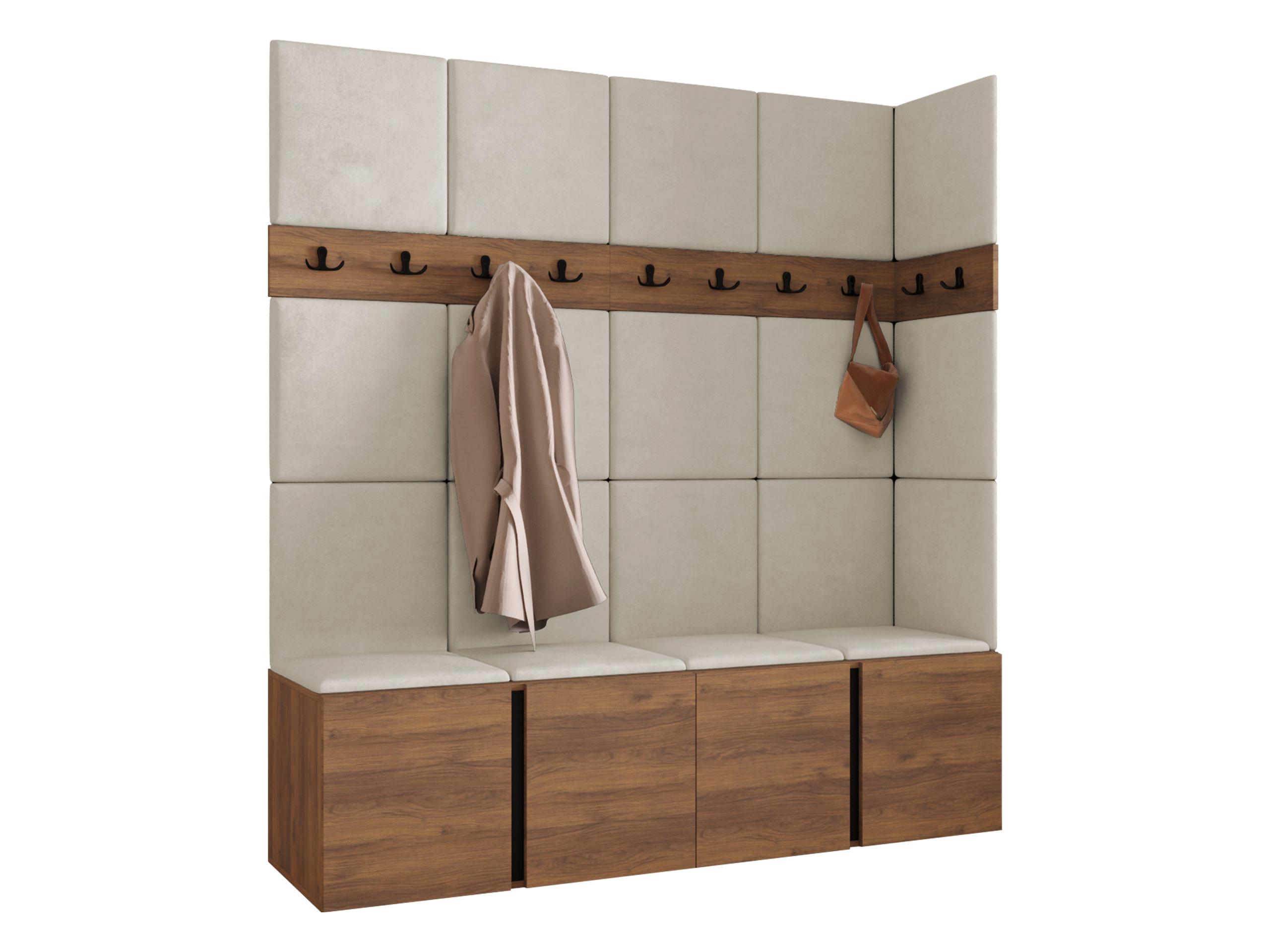 GARDEROBEN-SET Orion II - Beige/Nussbaumfarben, Holzwerkstoff/Kunststoff (168/186/46cm) - MIRJAN24