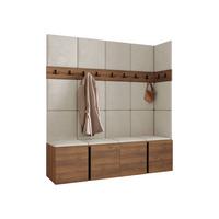 GARDEROBEN-SET Orion II - Beige/Nussbaumfarben, Holzwerkstoff/Kunststoff (168/186/46cm) - MIRJAN24