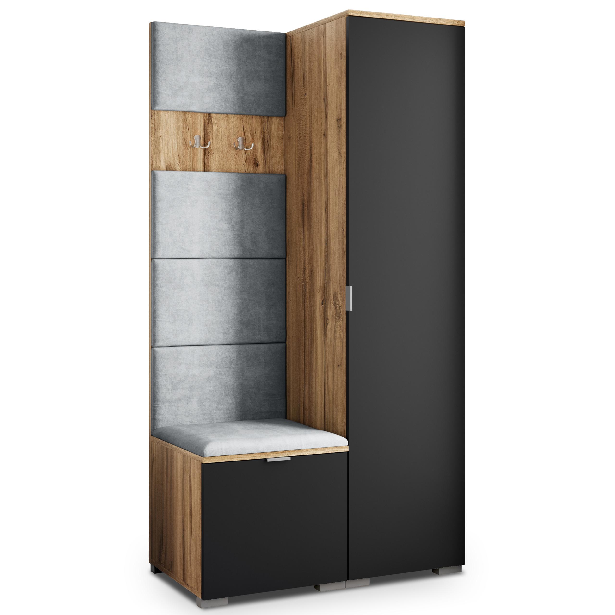GARDEROBENSCHRANK LORI 95/181/51 cm Modern Eiche Wotan - Eiche Wotan/Hellgrau, Holzwerkstoff (95/181/51cm) - MASSENO