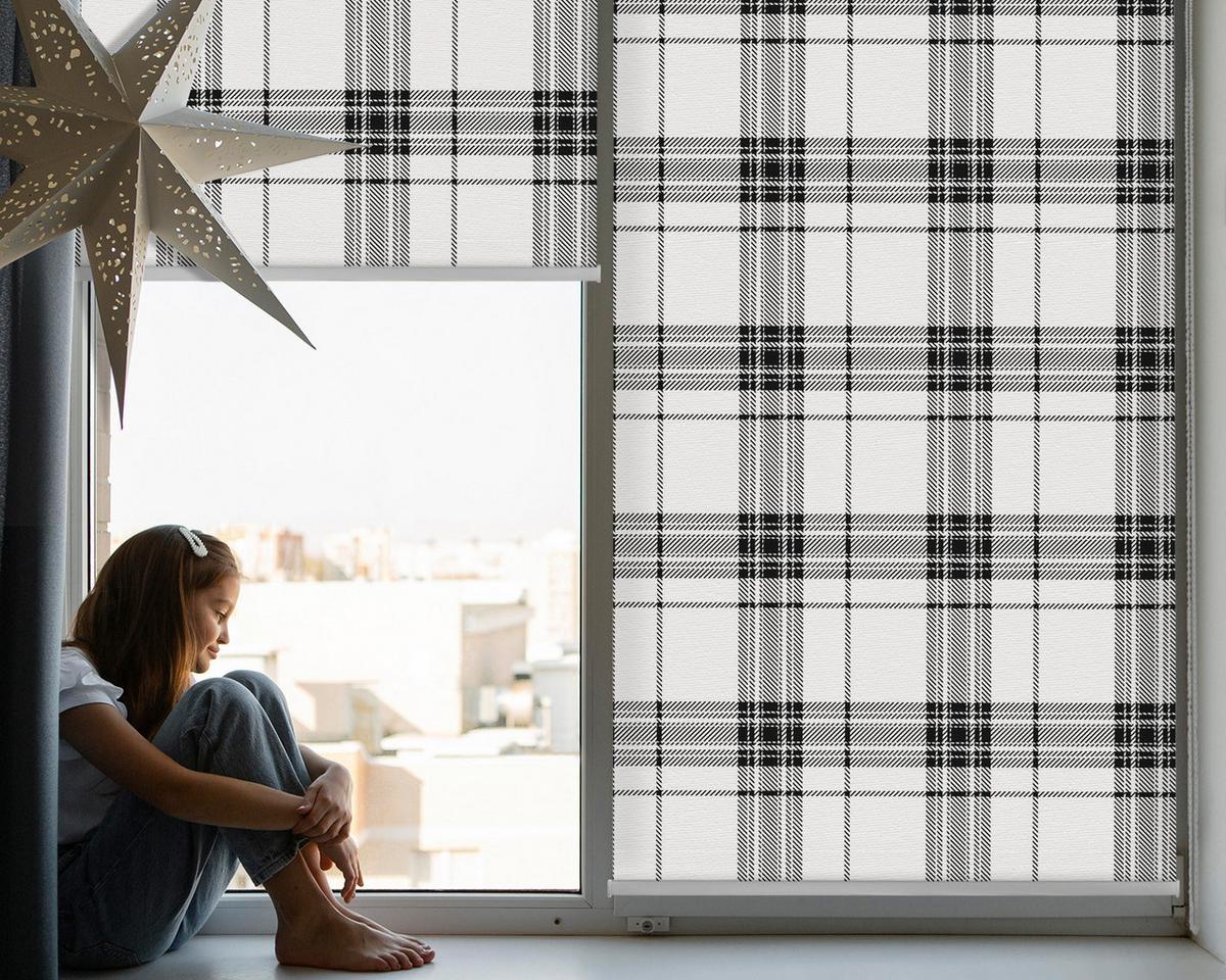 INNENROLLO - Fensterrollo - Rollo - 150x180 cm - Graues Tartan - Grau, Kunststoff (150/180/0.5cm) - TULUP
