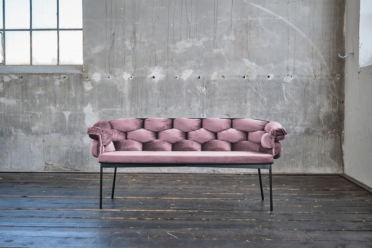 SITZBANK MONTY Pink Velvet - Rosa, Textil (240/78/62cm) - KAWOLA