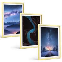 BILDER SET 3er Set - 40x60 cm Goldrahmen - Nachthimmel, Berge, Winterlandschaft - Goldfarben, Kunststoff (40/60cm) - TULUP