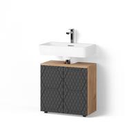 WASCHBECKENUNTERSCHRANK Ronco Anthrazit mit Wabenstruktur 60 x 59 cm - Schieferfarben/Eiche Wotan, Holzwerkstoff (60/59/30cm) - Livinity®