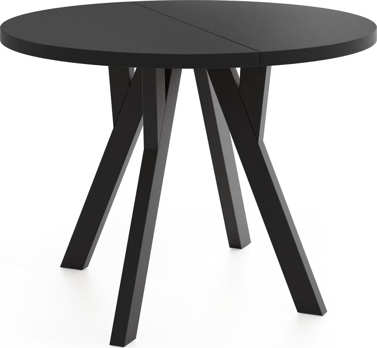 ESSTISCH Avero Black runder ausziehbarer, Schwarz 100-200/100/77 cm - Schwarz, Holz/Holzwerkstoff (100/200/77cm) - WFL GROUP