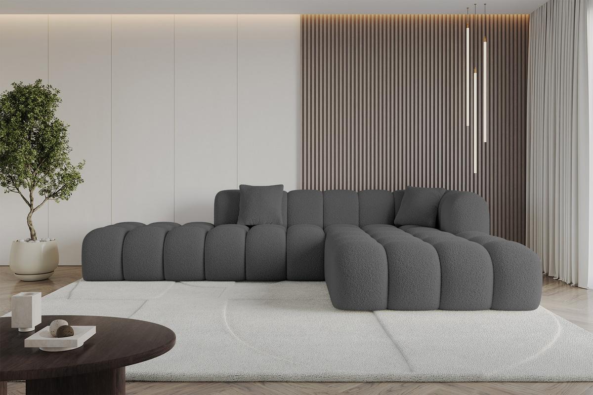ECKSOFA Ottomane Rechts OLEA-L2 - 289x176x71 cm Grau - Platinfarben/Schwarz, Holzwerkstoff/Kunststoff (289/176cm) - ALTDECOR