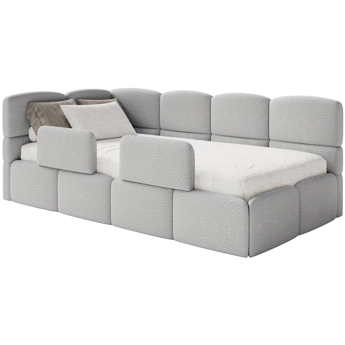 KINDERBETT Cloudy Hellgrau 120 cm, Bouclé - Hellgrau/Schwarz, Kunststoff/Textil (120/200cm) - Selsey