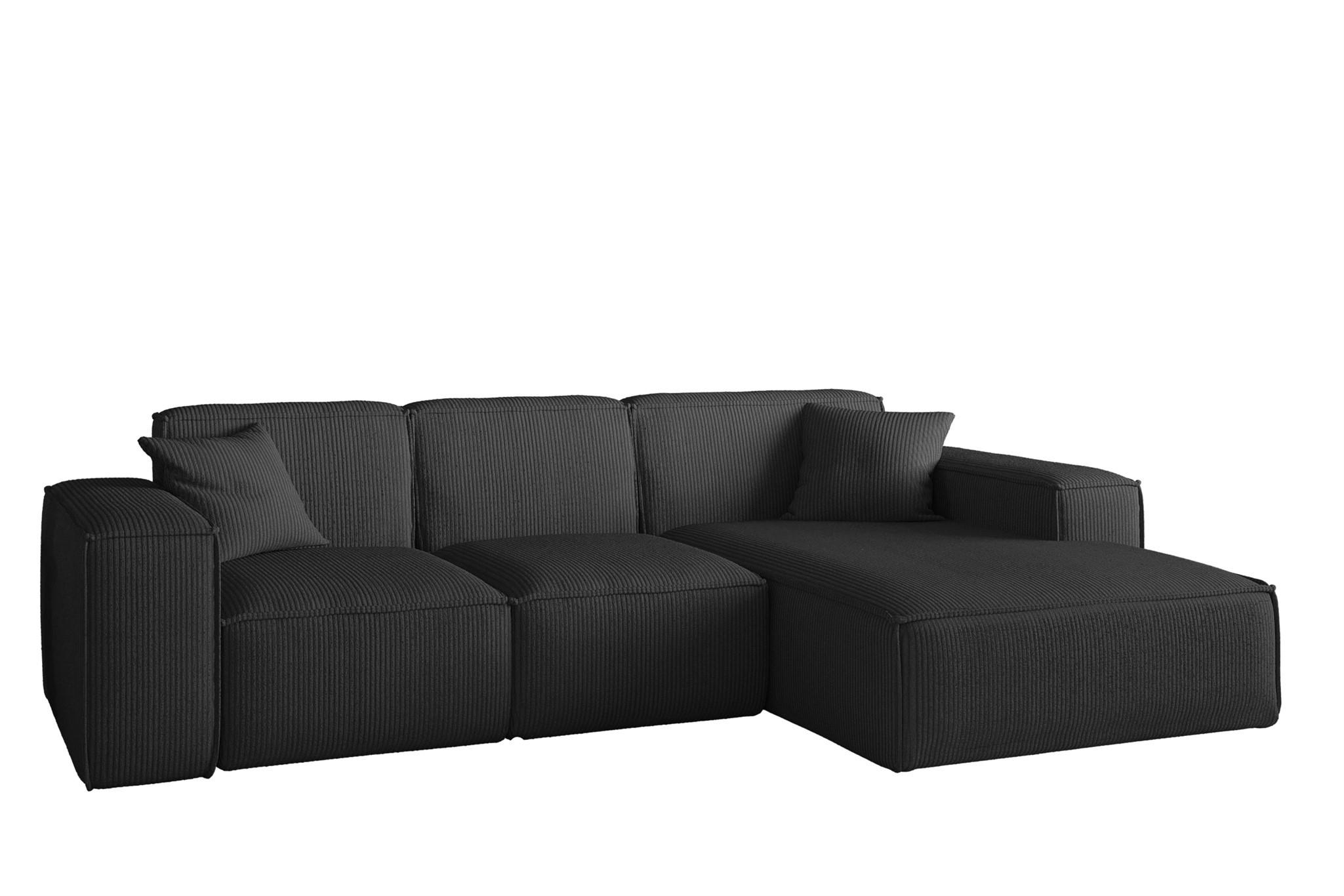 ECKSOFA Celes Premium Stoff Scala - Schwarz, Holzwerkstoff/Textil (266/165cm) - Fun Möbel