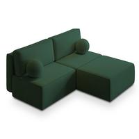 ECKSOFA VARNA P Grün Kordstoff mit Schlaffunktion - Grau/Grün, Holz/Kunststoff (196/158cm) - MASSENO