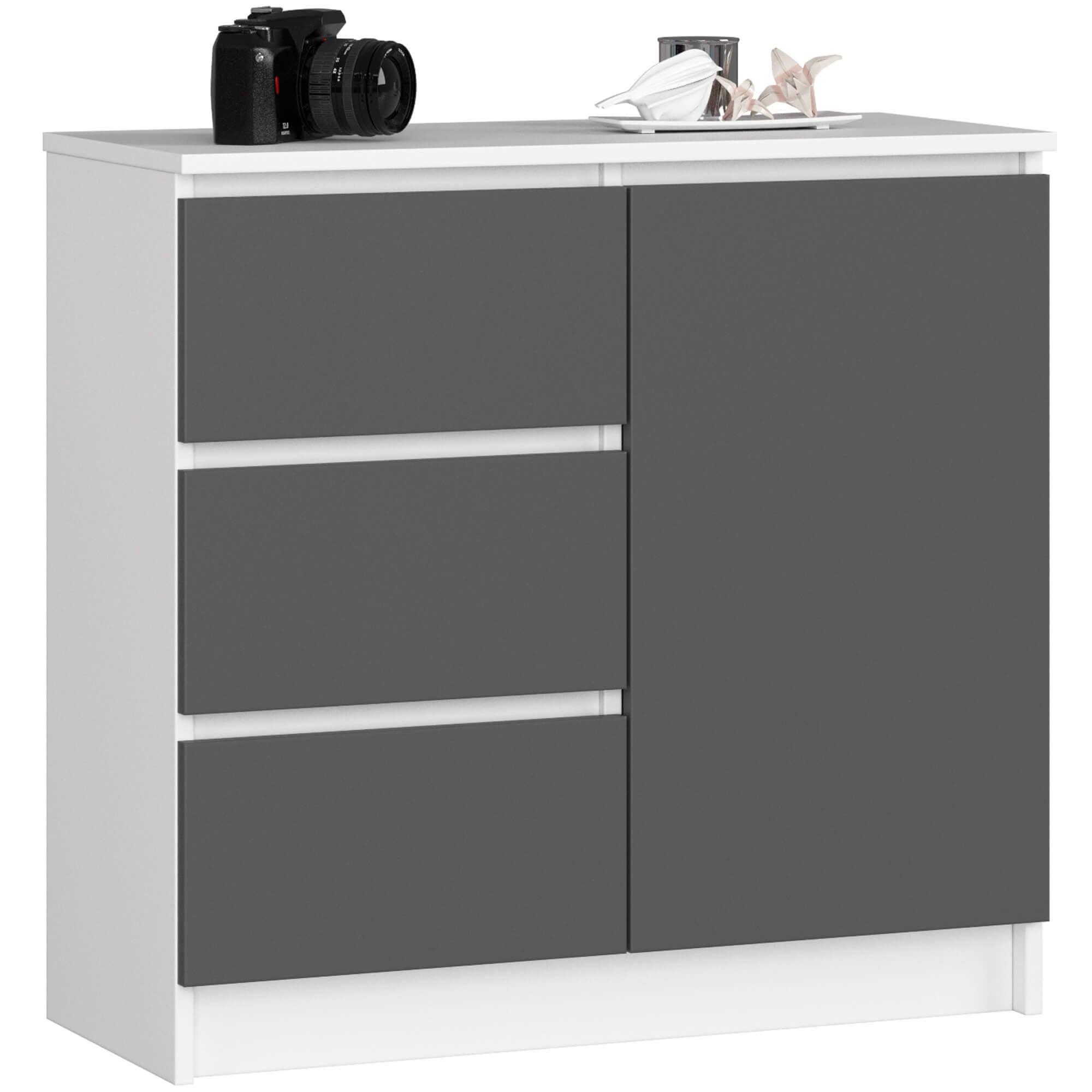 KOMMODE Weiß, Graphit Grau 77/80/35 - Weiß, Holzwerkstoff (80/77/35cm) - RAUMHIRSCH FURNITURE