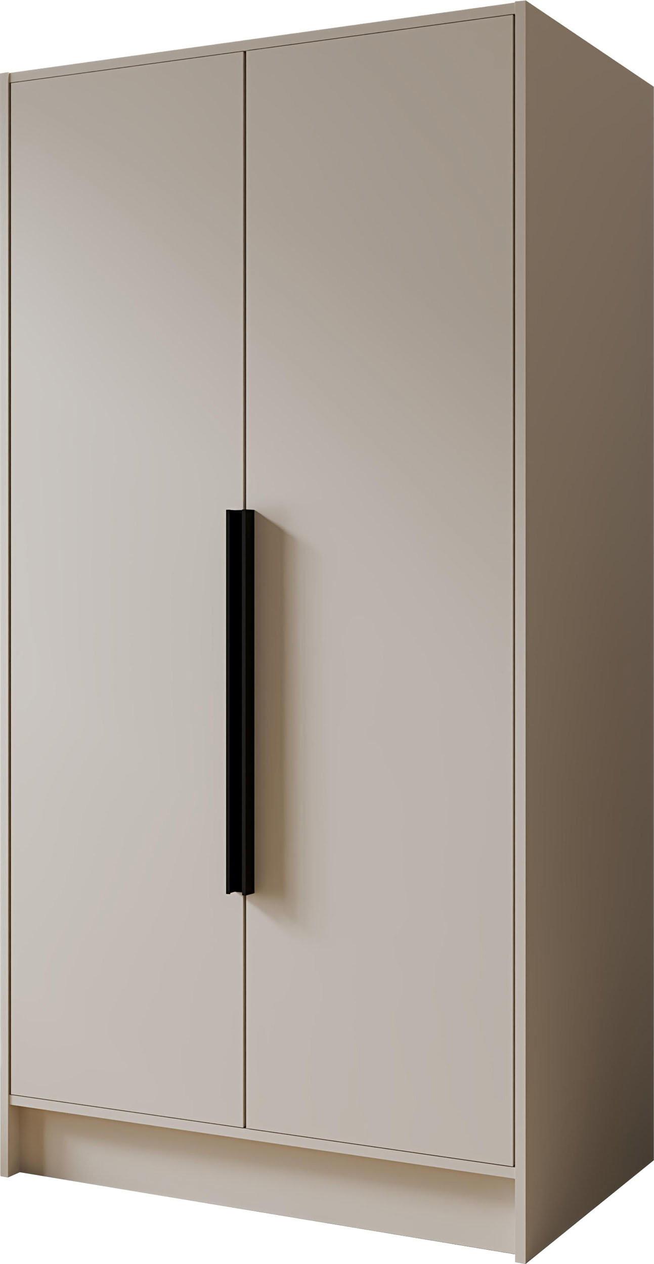 KLEIDERSCHRANK Mono Bis im Skandi-Stil, Drehtüren mit Schwarze Metallgriffe, Kaschmir 102/200/51 cm - Kaschmir/Beige, Holzwerkstoff (102/200/51cm) - WFL GROUP