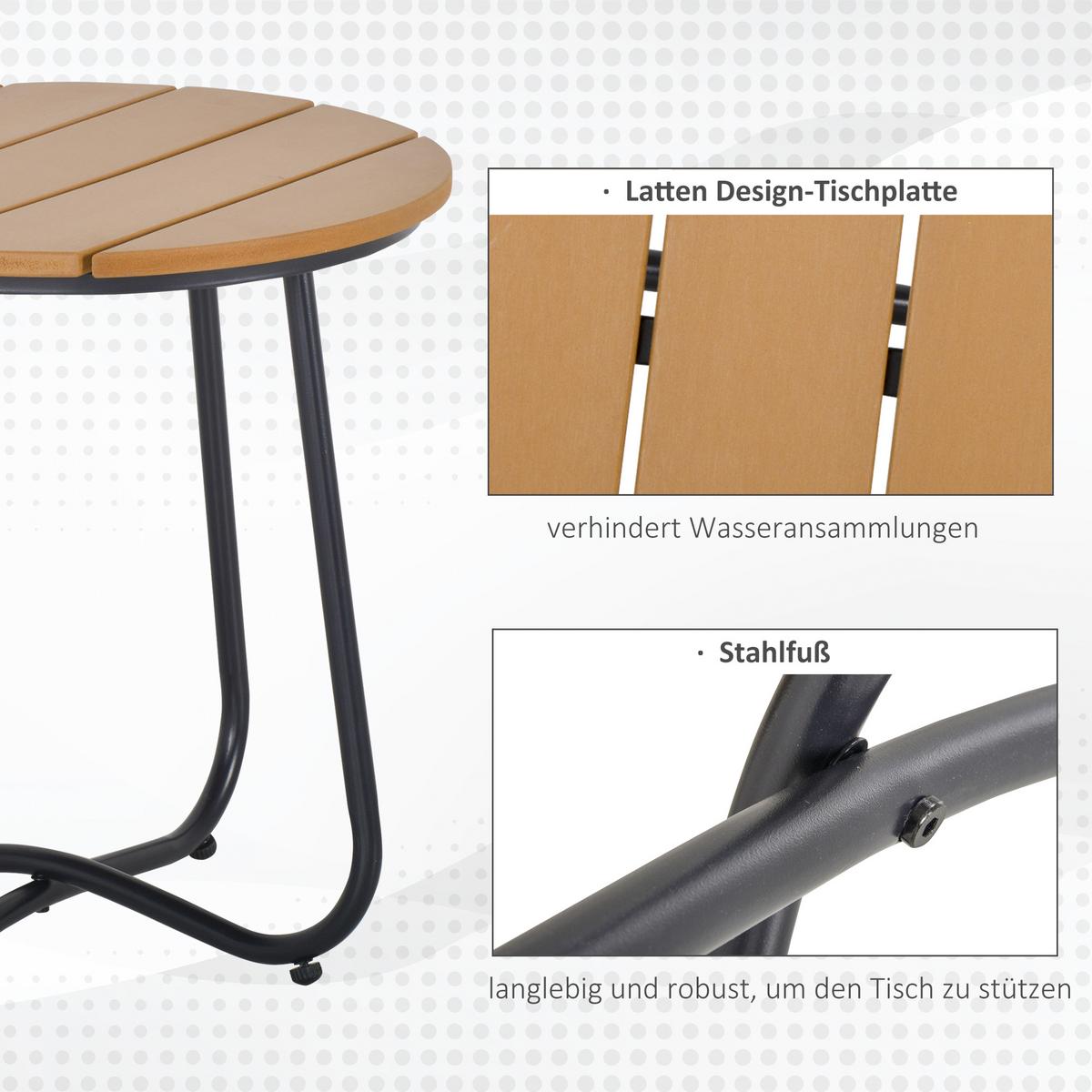 GARTEN BEISTELLTISCH, Braun, Stahl - Braun, Metall (49/49/48cm) - Outsunny