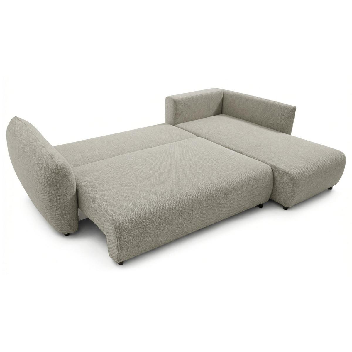 ECKSCHLAFSOFA Zordo GRAUBEIGER CHENILLE RECHTS MIT ZWEI BETTKÄSTEN - Taupe/Schwarz, Kunststoff/Textil (170/256cm) - Selsey