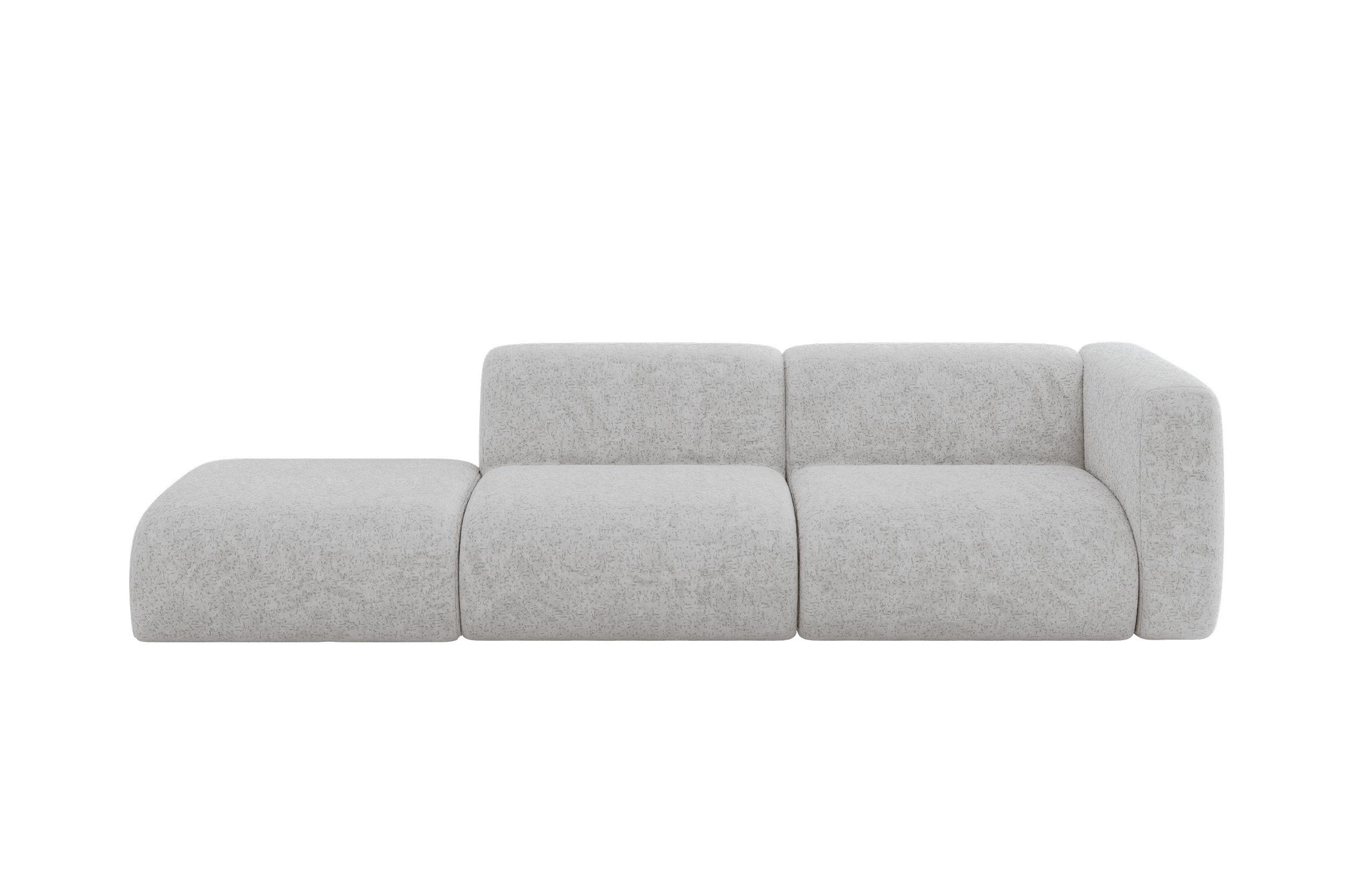 SOFA Ottomane Rechts MIRA-S3 296x89x70 Grau Velours - Schwarz/Grau, Holzwerkstoff/Kunststoff (296/70/89cm) - ALTDECOR