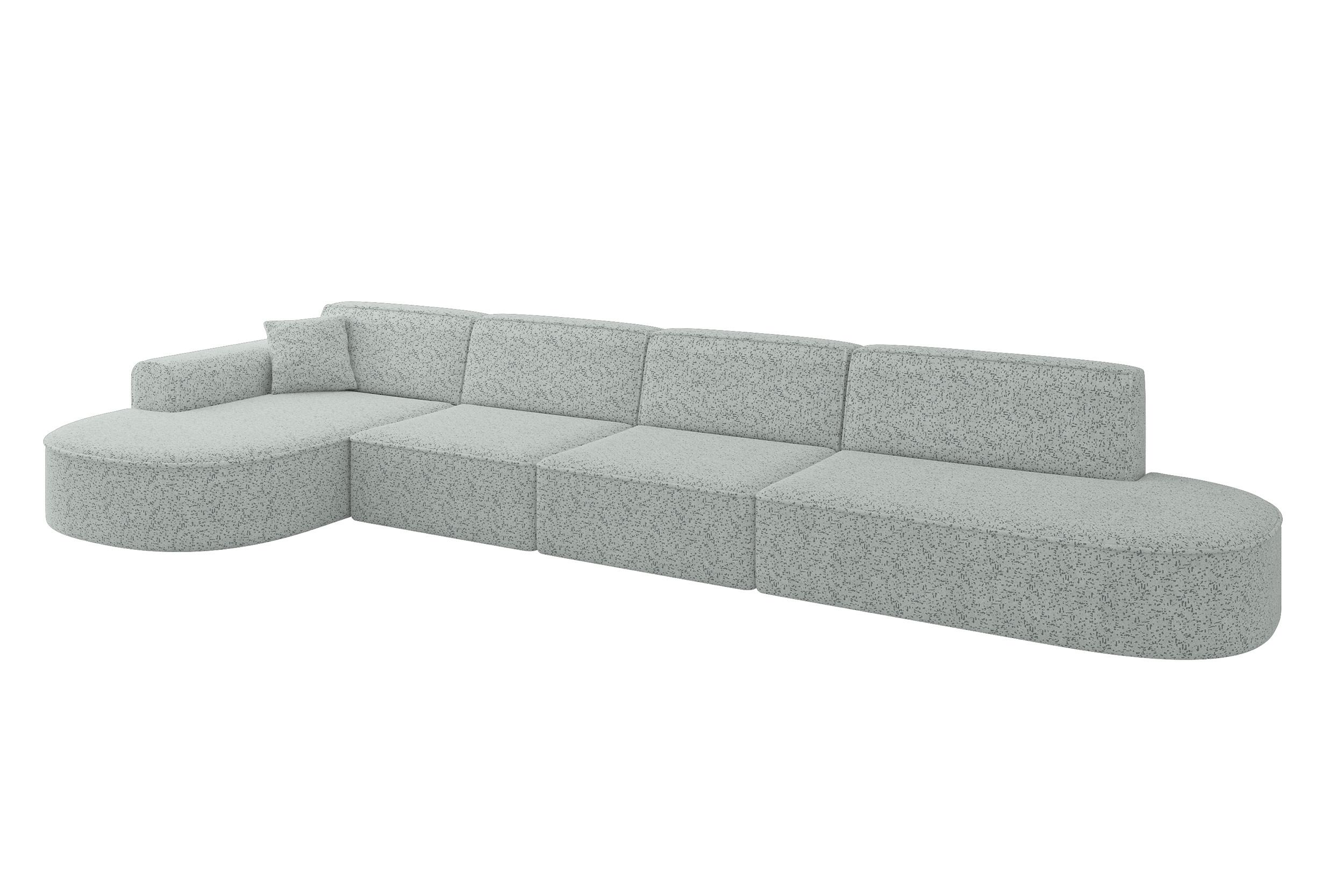 ECKSOFA Ottomane Links MARI-L3 - 413x171x79 cm Grün Tissu - Wildeiche/Schwarz, Holzwerkstoff/Kunststoff (413/171cm) - ALTDECOR