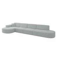 ECKSOFA Ottomane Links MARI-L3 - 413x171x79 cm Grün Tissu - Wildeiche/Schwarz, Holzwerkstoff/Kunststoff (413/171cm) - ALTDECOR