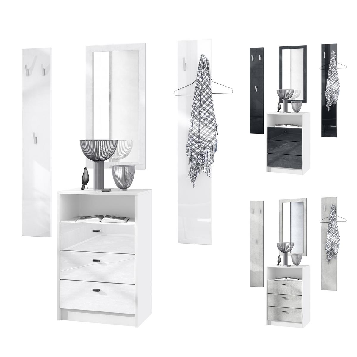GARDEROBE Pino Grau Hochglanz - Grau, Holzwerkstoff (135/190/36cm) - Vladon