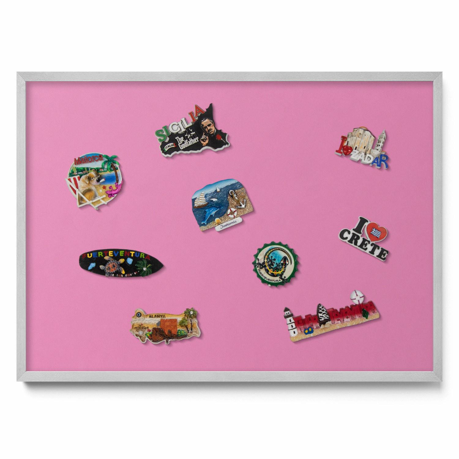 MAGNETTAFEL 70x50 cm Silberner Rahmen Rosa - Altrosa, Metall (70/50/0.4cm) - TULUP